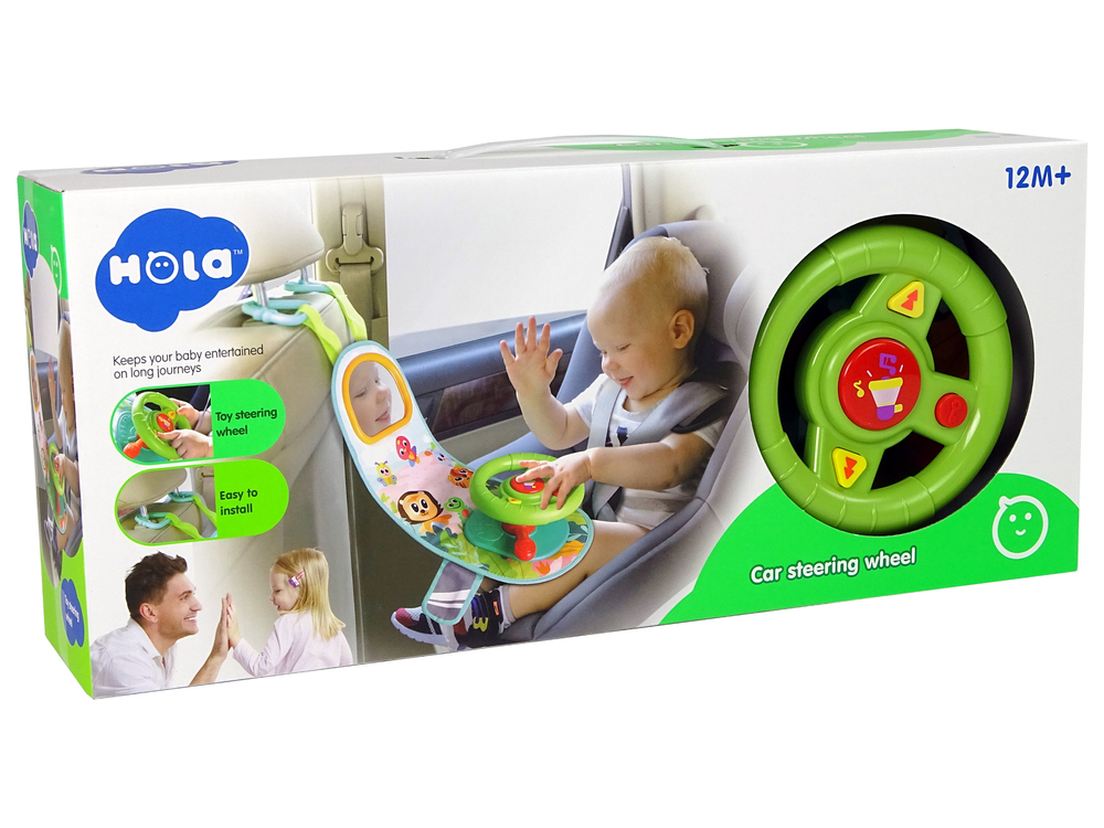 Baby Car Seat Toys with Mirror Infants Toddlers Interactive Carseat Toys Steering Wheel Toys