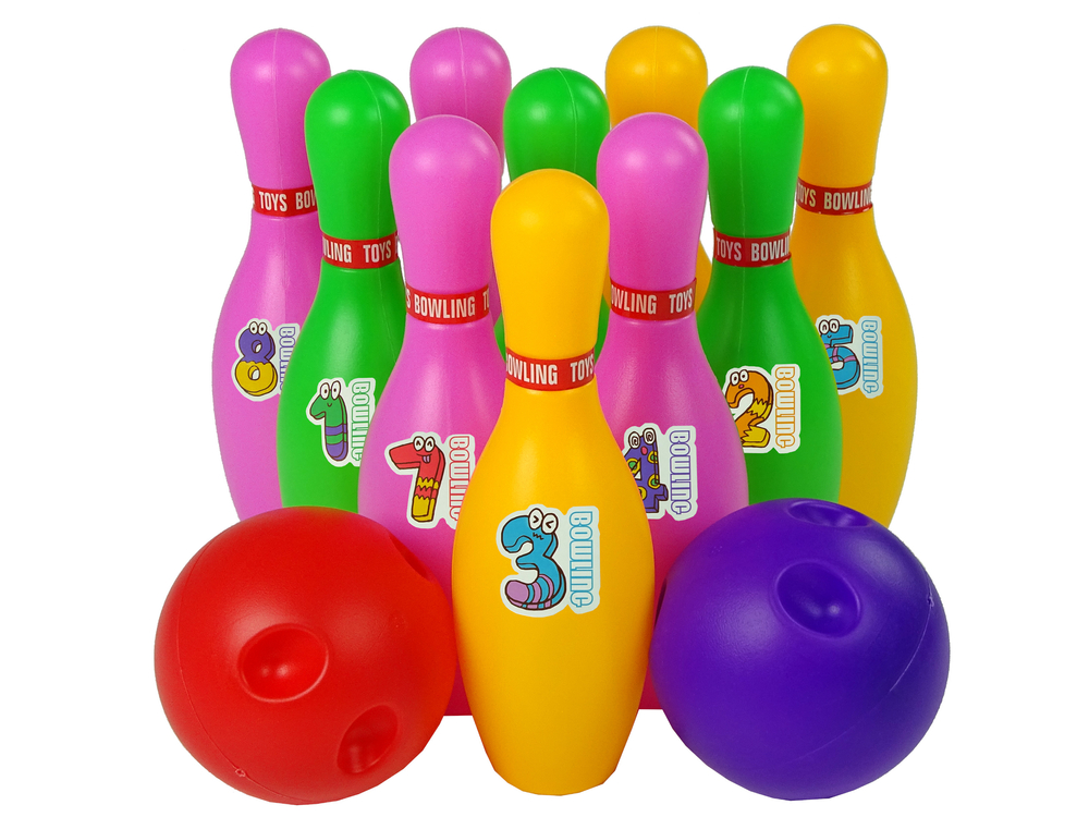 FunPa Bowling Set Skittles Toys Outdoor Indoor Bowling Game with 10 Pcs Skittles Pins 2 Balls for Kids Garden Party Giftsn