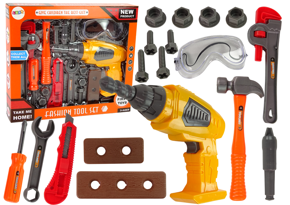 Large Diy Kit Tool Kit + Battery Drill Handyman Set 