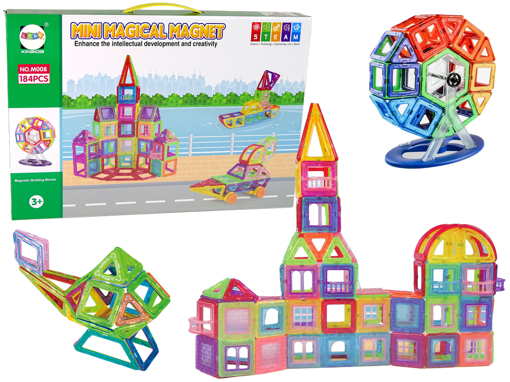 Magnetic Construction Blocks DIY Cars Castle Book 184 Elements