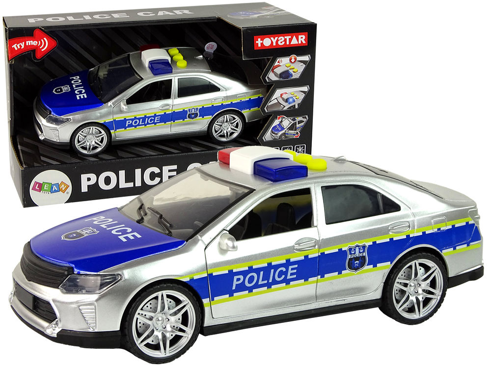 Police Car 1:14 Friction Drive Sounds Light Silver, Toys \ Cars