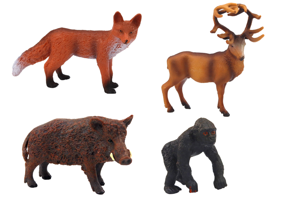 Set of Figurines: Forest Animals, Deer, Boar, Fox, Gorilla | Toys ...