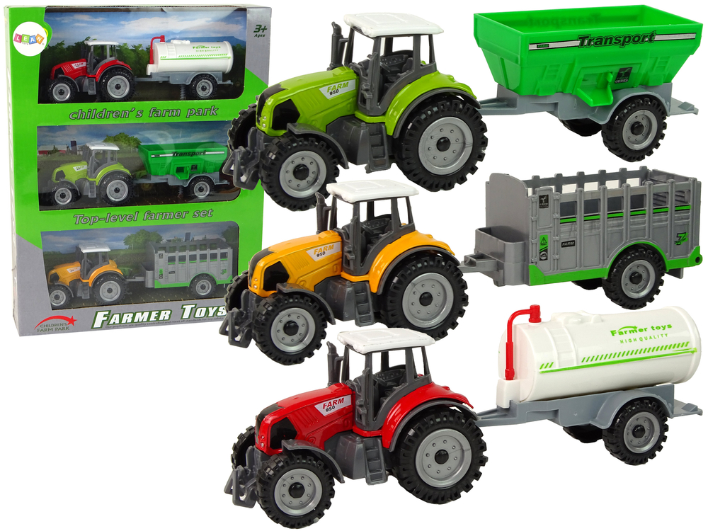 Set Of Tractors With Trailers 3 Colors