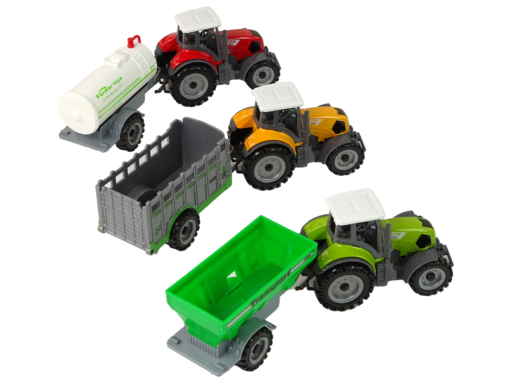 Set Of Tractors With Trailers 3 Colors