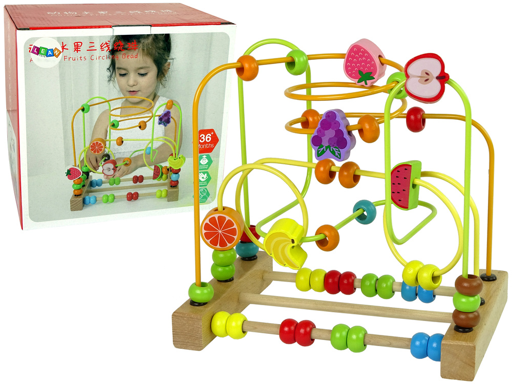 Wooden Bead Labyrinth Fruit Counting Cube Toys \ Wooden toys