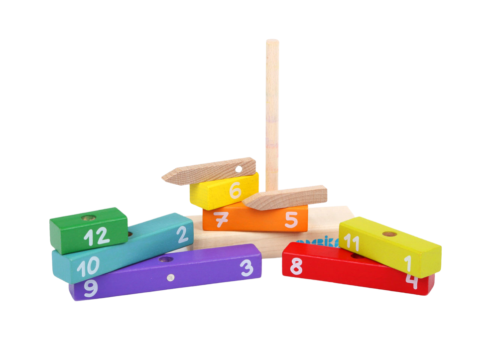 Wooden Clock Colour Sorter Learning Time Puzzle Moving hands 14354