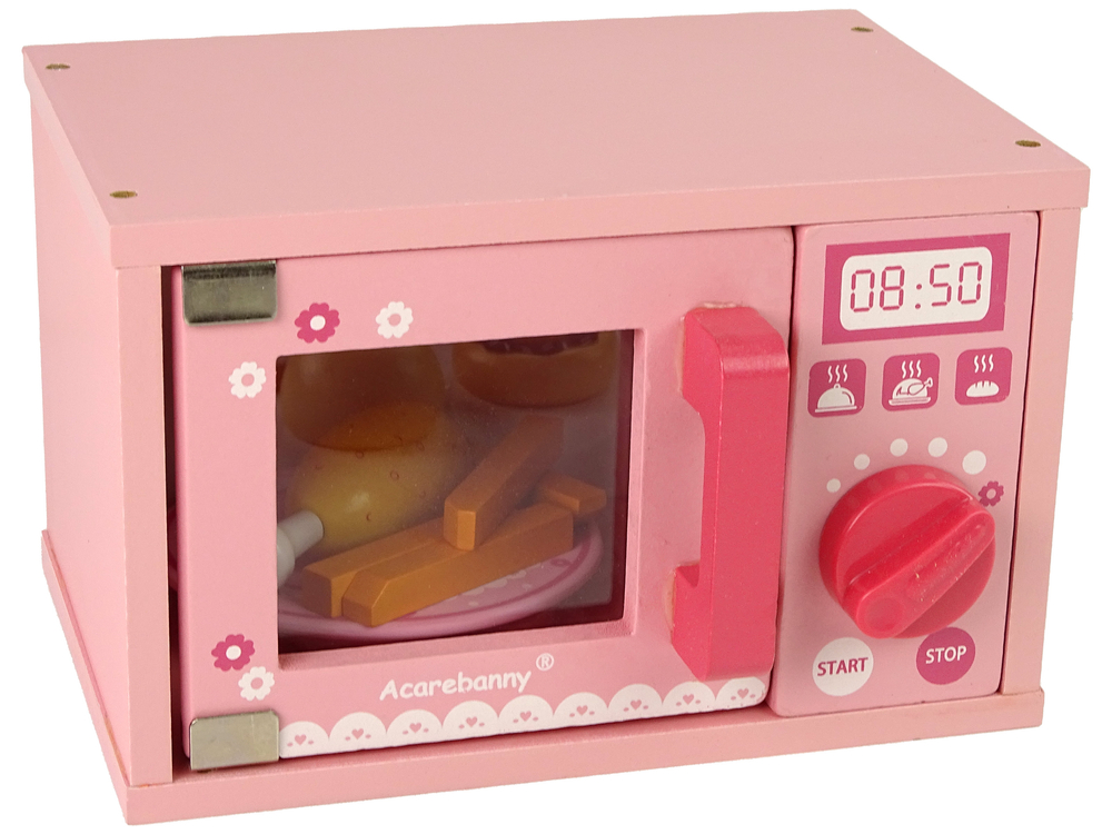 wooden pink oven toys kitchen microwave