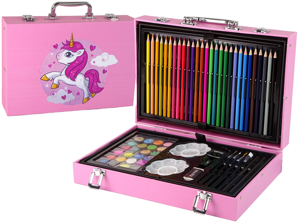  Large Artistic Set in a 145-piece suitcase Pink Unicorn 