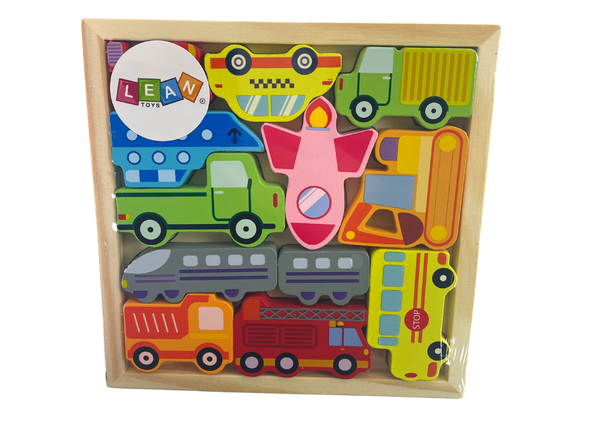  Wooden Puzzle Means of Transport to Match Taxi Bus