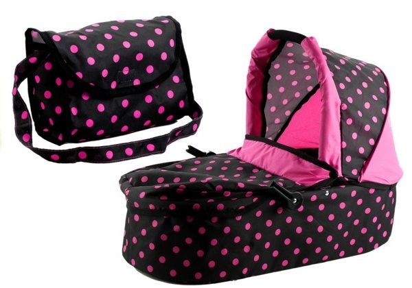 2in1 Doll Bogie and Stroller Alice - Black With Pink Dots