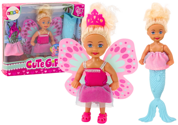 2in1 Mini Doll Mermaid Fairy Tail Wings