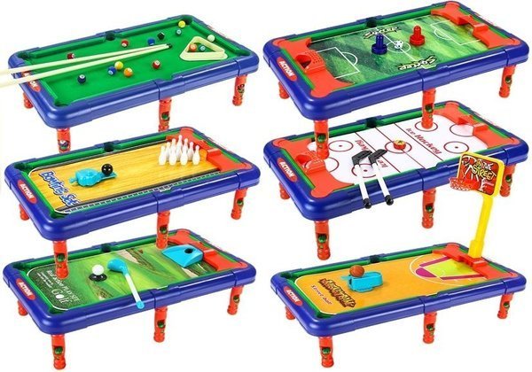 6in1 Table with Replaceable Game Boards Accessories Football Basketball Snooker