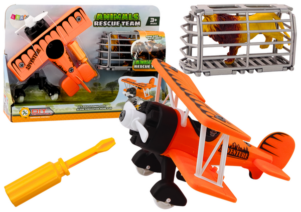 Airplane Light plane Animal transport Cage Lion Unscrewable Screwdriver