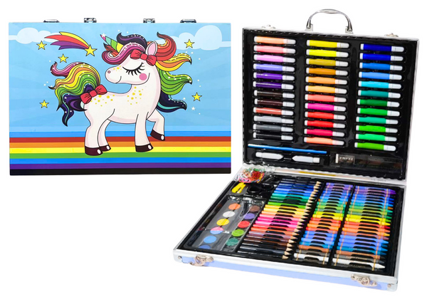 Art Set in a Suitcase with a Unicorn Blue 150 Pieces