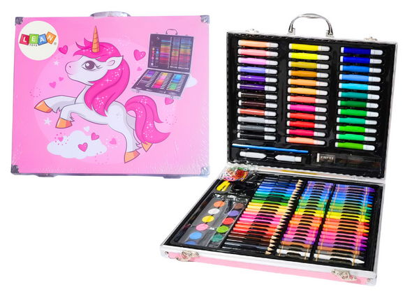 Artistic Set in a Suitcase with a Unicorn Pink 150 EL