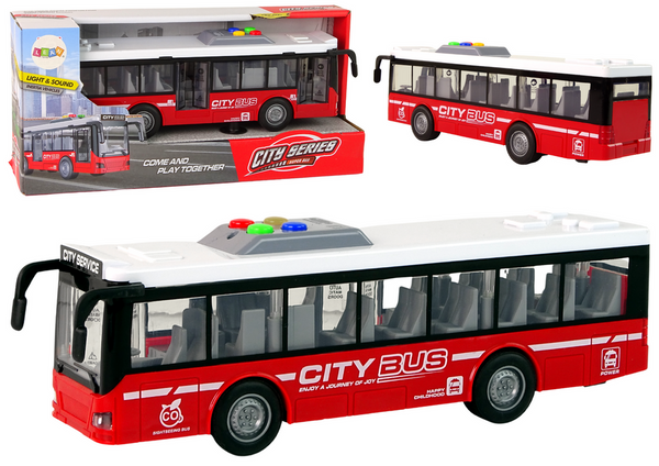 Battery Powered Bus Lights Sounds Friction Drive Red 1:16