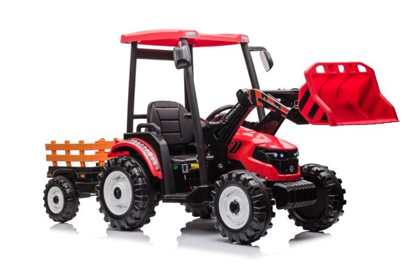 Battery-operated tractor with trailer Hercules Red 24V