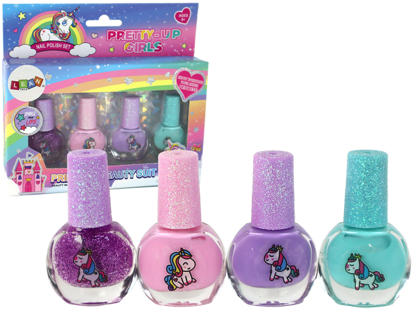 Beauty Set Colorful Nail Polishes 4 Pieces Unicorns