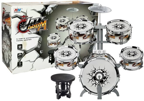 Big Set of Silver Drums for kids