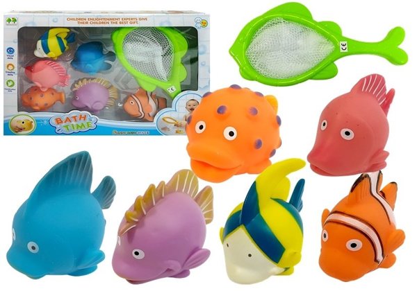 Big Set of Toy Fish For Bathing + Strainer