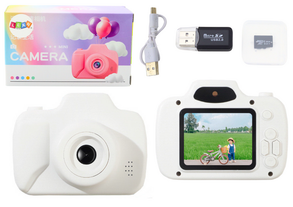 Camera For Kids Photos Recording Games Memory Card 64GB White