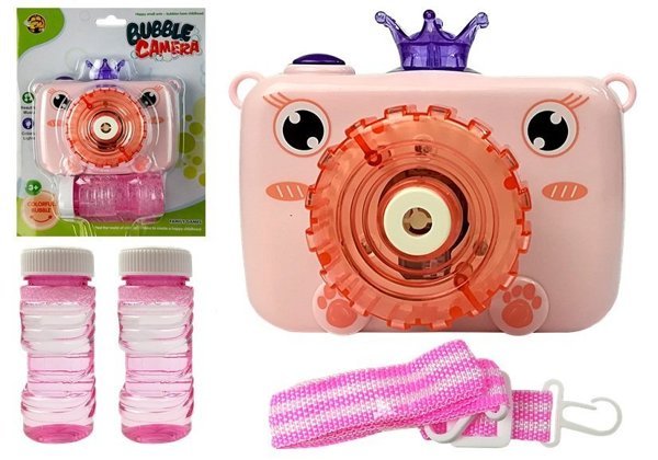 Camera blows soap bubbles Battery Pink Bubble Generator