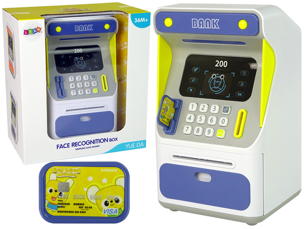 Cash Box Machine Face Recognition PIN Saving Blue