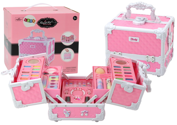 Chest Suitcase Beauty Set Jewelry Cosmetics Pink