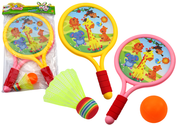 Children's Badminton Rackets Animals Yellow Pink