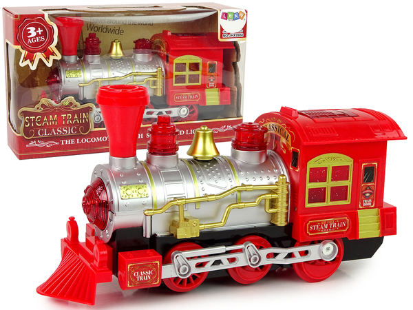 Christmas Locomotive Lights Sound Red Battery Operated