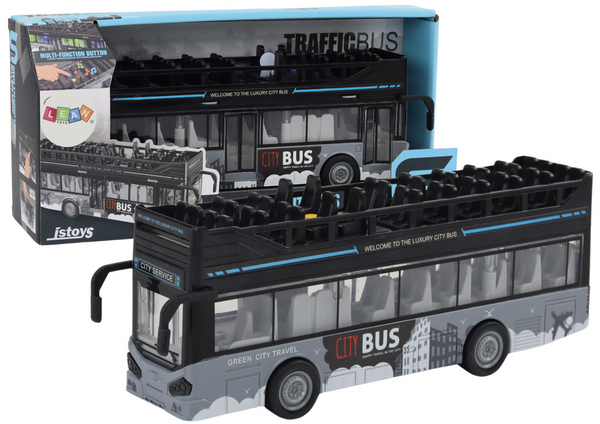 City Bus Double-Decker 1:16 Drive Lights Sounds Black