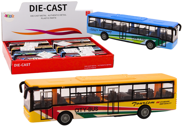 City bus with friction drive, 15 cm, metal