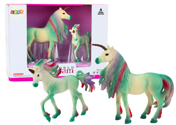 Collectible Figurines Unicorn with Little Green 2 pcs