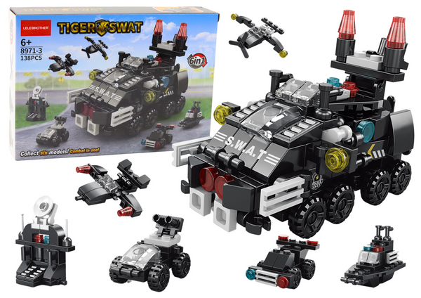 Construction Blocks Armored Vehicle 6in1 DIY Set Vehicles 138 pcs.