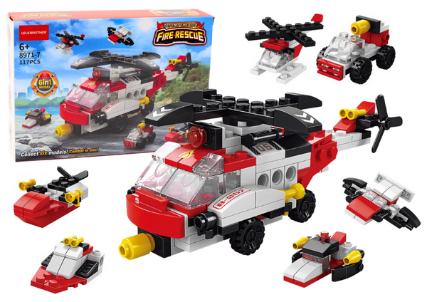 Construction Blocks Helicopter 6in1 DIY Set Vehicles 117 pcs.