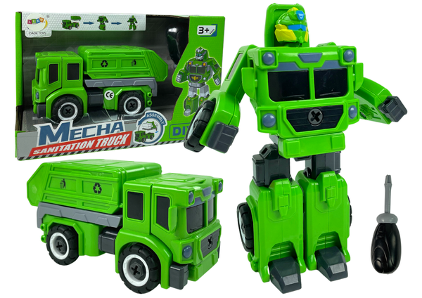 DIY 2-in-1 Garbage Truck Robot Green Transformation Kit