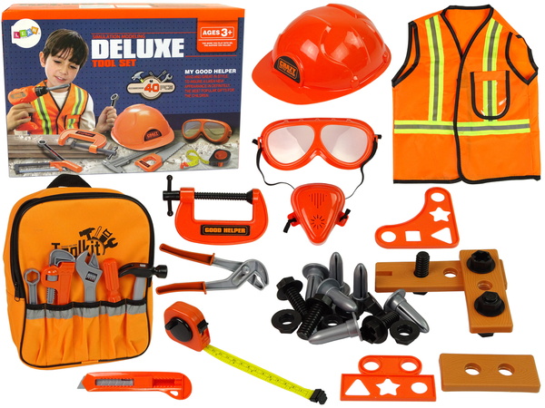 DIY Kit Backpack Helmet Tools Orange Glasses