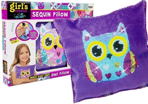 DIY Purple Sequin Owl Pillow