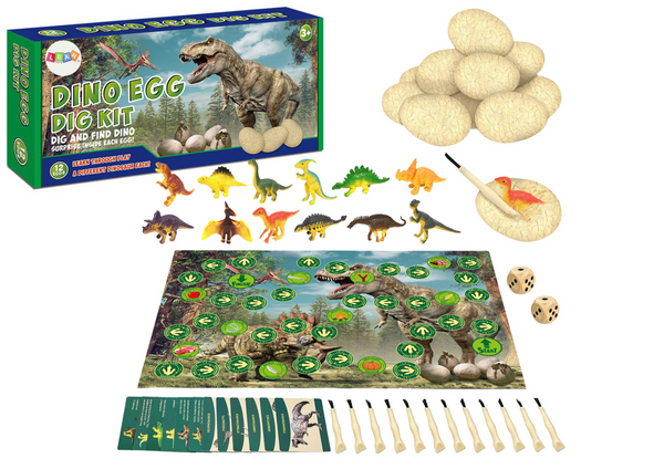 Dinosaur Eggs Set Figures Excavation Board Game 12 Pcs