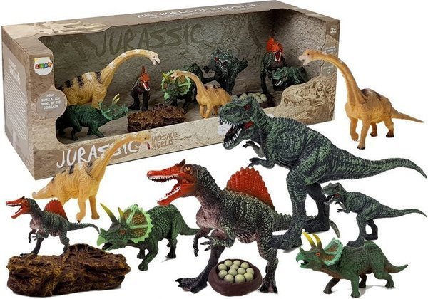 Dinosaur Family. Big Set of Figurines with Accessories