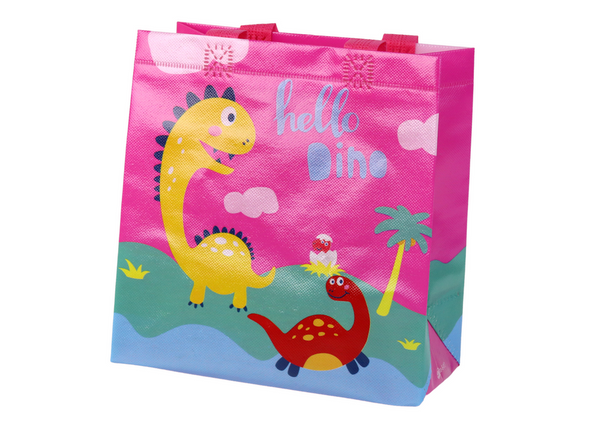 Dinosaur Gift Bag Pink 23cm x 21.5cm x 11cm