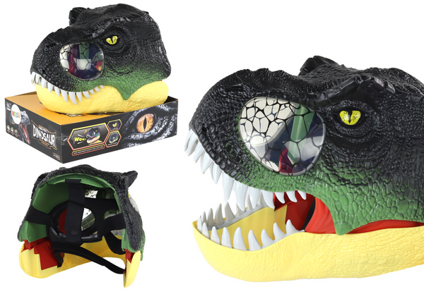 Dinosaur Mask Adjustable Headband Lights Sounds Black