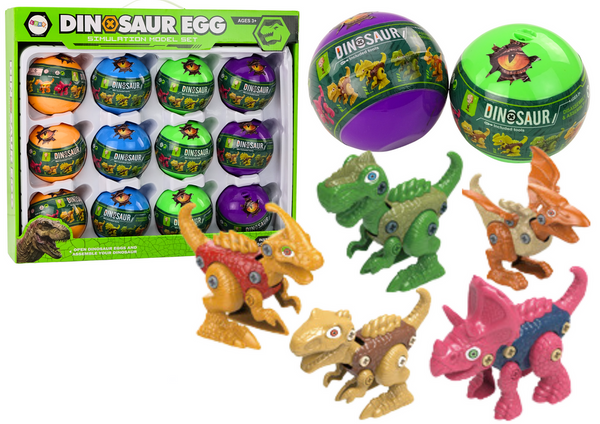 Dinosaur Rolling Eggs 12 Pieces Set Colorful