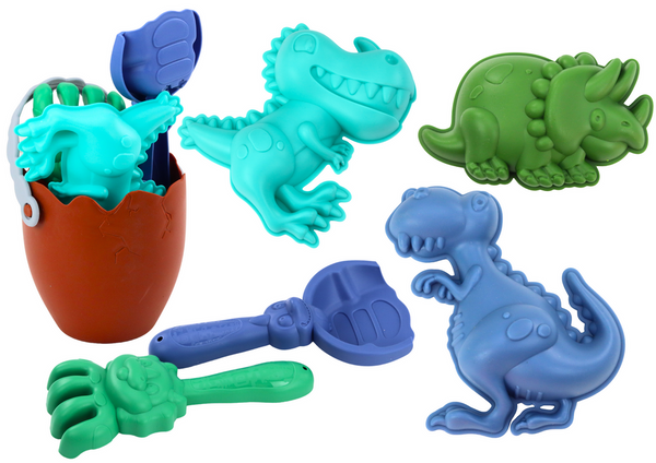 Dinosaurs Sand Set, Bucket, Egg, Rake, Spatula, Molds