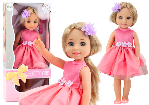 Doll Long Hair Pink Dress Hairpin Brush 38cm