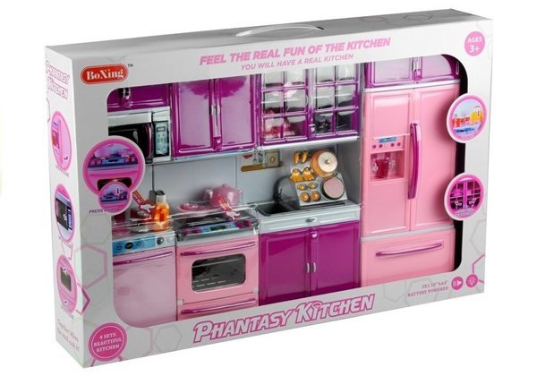 Doll's Kitchen Furniture AGD Food  Pink&Purple