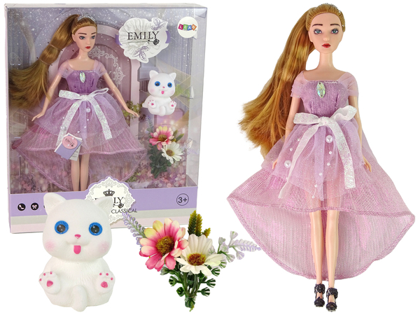 Emily Long Hair White Cat Baby Doll