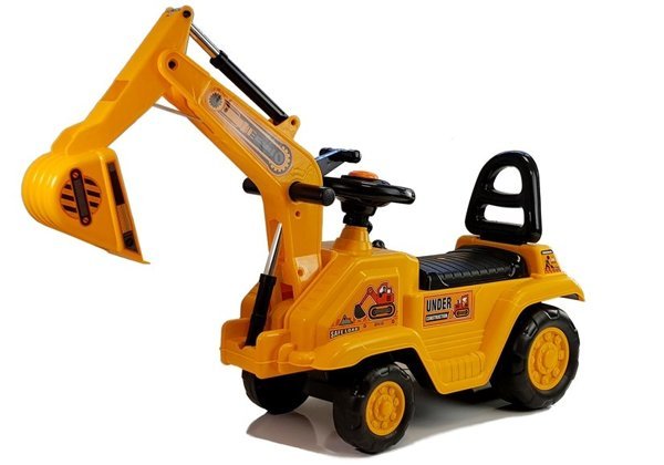 Excavator ride-on with a movable arm