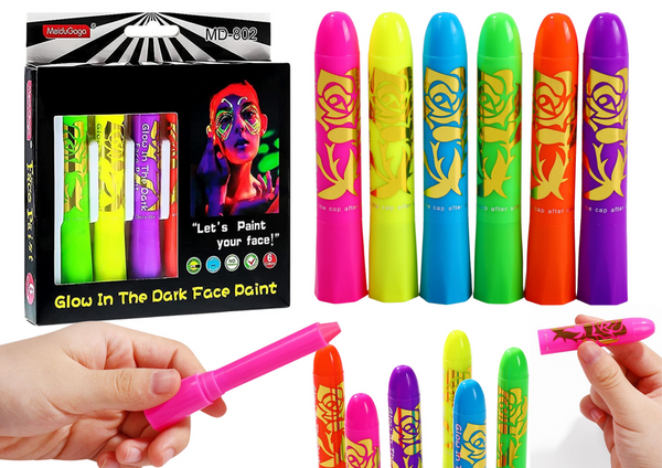 Face Painting Set Neon Fluorescent Pencils 6pcs