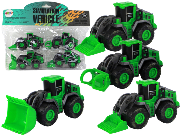 Farm Vehicle Set Green Tractors 4 Pieces